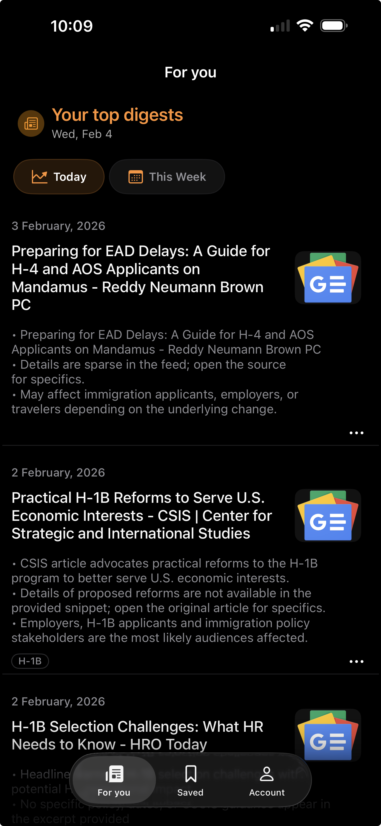Immigrant Digest app preview